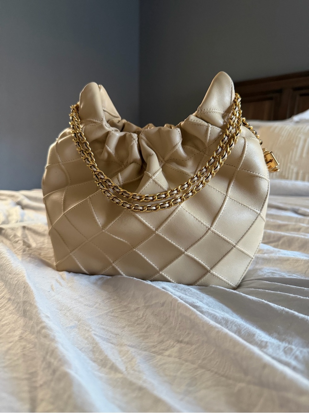 Tory Burch Mini Fleming Soft Quilted Hobo Bag with Gold Chain - Picture 1 of 14